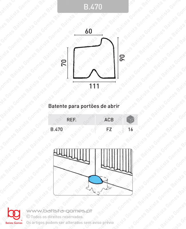 Batente para port�es de abrir